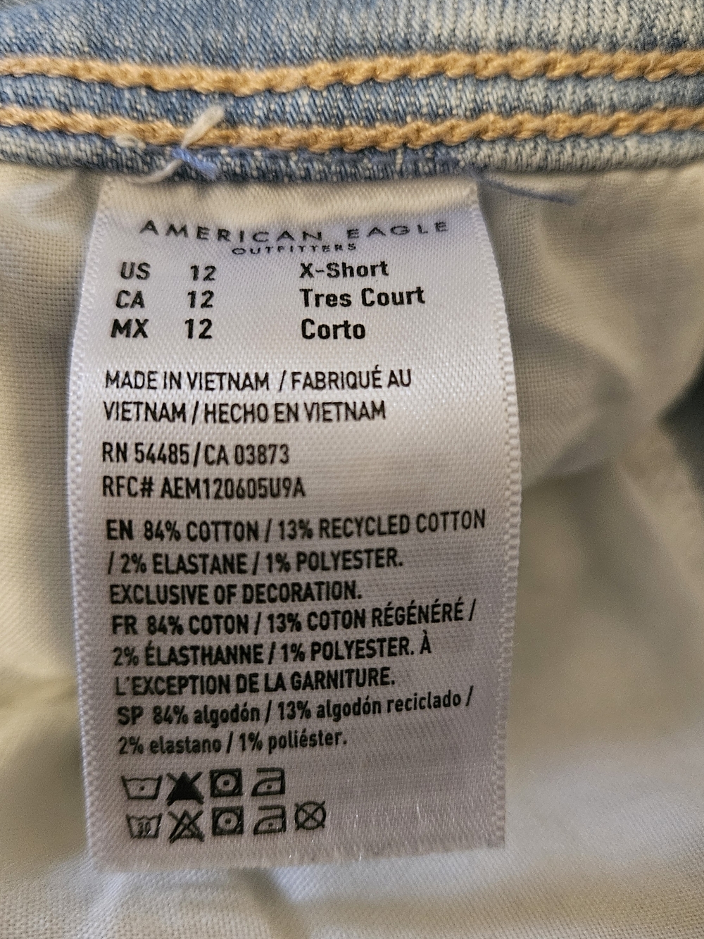 American Eagle Outfitters Light Blue Flare Cargo Jeans Kick Boot Size 12 X-Short - Picture 7 of 8